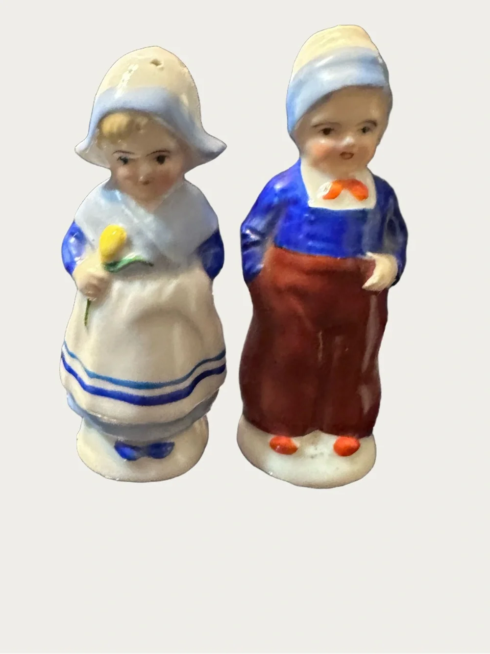 Salt and Pepper Shakers Vintage Japanese Ceramic Dutch Boy and Girl Antique Set